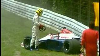 HD Ayrton Senna heavy crash Hockenheim 1984 Grand Prix of Germany LIVE BBC COMMENTARY [upl. by Aleirbag718]