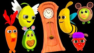 Hickory Dickory Dock  Baby Sensory Dance Party  Funky Fruits Fun Animation and Upbeat Music [upl. by Ajim]