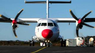 DAT ATR42 Startup and landing at Stord Airport Feb 2011 [upl. by Anert]