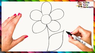 How To Draw A Flower Step By Step 🌼 Flower Drawing Easy [upl. by Macdermot]