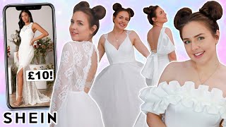 Trying On Cheap Wedding Dresses Fiance Reacts  SkinMe  ad [upl. by Oicam307]