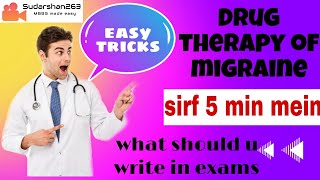 Drug therapy of migraineprophylaxissumatriptanin detailpharmacologyclassificationeasy tricks [upl. by Stanly]