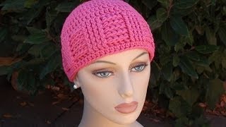 Crochet for Cancers Basketweave Vertical Stripe Cap [upl. by Jonny]