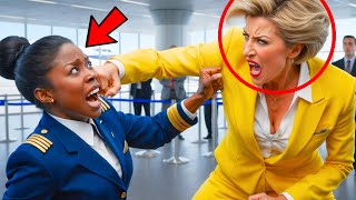 Racist Karen PUNCHES Black Female Pilot What Happens Next Shocks Everyone [upl. by Adelice]