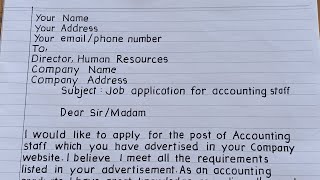 How to write job application letter Accounting staff [upl. by Ryun]