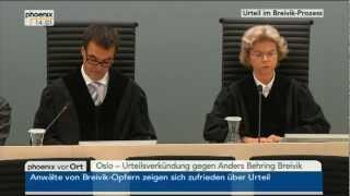 Urteilsverkündung gegen Anders Breivik vom 24082012 [upl. by Adelina]