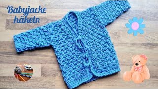 Babyjacke häkeln 🍼 einfaches Häkelmuster ❤️ [upl. by Asiram638]