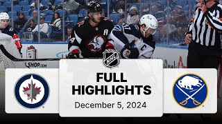 NHL Highlights  Jets vs Sabres  December 5 2024 [upl. by Miquela]