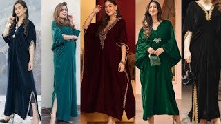 Party Wear Velvet Kaftan dress design Ideas for girls 2024  Velvet Kaftan dress design [upl. by Aufmann]