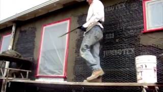 Stucco both coats on the same day How to install stucco [upl. by Nytsud]