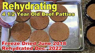 Rehydrating 4 12 Year Old Freeze Dried Raw Hamburger Patties [upl. by Atnom]