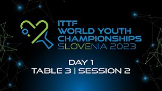 LIVE  T3  Day 1  ITTF World Youth Championships 2023  Session 2 [upl. by Philips]