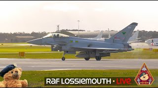 LIVE TOP GUNS ROYAL AIR FORCE LOSSIEMOUTH TYPHOON FGR4 amp POSEIDON P8 ACTION 031023 [upl. by Yreffoeg859]