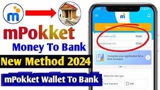 mPokket Credit Limit To Bank Account transfer  mPokket Wallet To Bank Transfer  mPokket free bank [upl. by Tullius22]