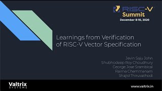 Learnings from Verification of RISC V Vector Specification [upl. by Leif]