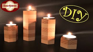 Teelichhalter selber machen  Simple wood project candle holder  DIY [upl. by Ellehsor643]