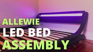 Allewie LED Platform Bed Frame w Adjustable Headboard Assembly  Wade Logan Modern LED Sleigh Bed [upl. by Concha778]