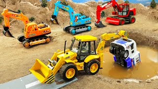 Police car JCB Excavator Construction Vehicles catch thief  Toy for kids [upl. by Finn]