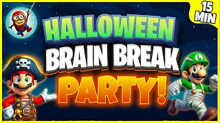 Halloween Brain Break Party  Halloween Games For Kids  Halloween Freeze Dance  Danny Go Noodle [upl. by Armillda]