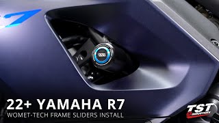 How to install WometTech Frame Sliders on a 2022 Yamaha R7 by TST Industries [upl. by Leyameg]