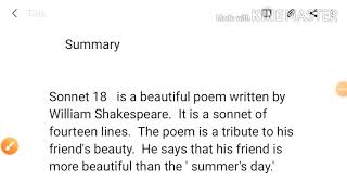 sonnet 18 william shakespeare summary shall I compare thee to a summer day by william shakespeare [upl. by Ginnie]