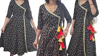 Angarkha pattern kurti cutting and stitchingAngarkha style umbrella kurti cutting and stitching [upl. by Laen132]