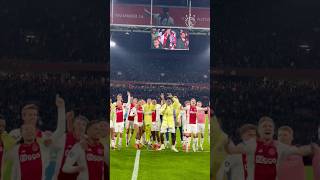 Ajax players dancing with the fans after their 32 win vs PSV 🕺 [upl. by Oilicec79]