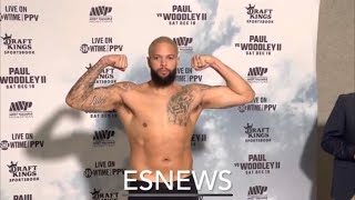 NBA Vs NFL Deron Williams Vs Frank Gore Both Make Weight Paul Vs Woodley 2 Undercard EsNews Boxing [upl. by Aitnwahs195]