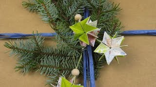 Sterne Basteln Christbaumschmuck Geschenkanhänger für Weihnachten selber machen [upl. by Bartosch]