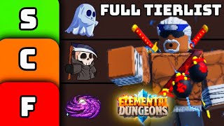 Full Complete Tier List All New Elements Ranked  Best Elements To Get in Roblox Elemental Dungeons [upl. by Nnek]