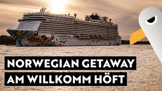 Norwegian Getaway an der Schiffsbegrüßungsanlage Willkomm Höft ⚓️ Hamburg Hafen Live [upl. by Jara]