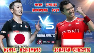 Amazing 🔴 Jonatan Christie INA vs JPN Kenta Nishimoto Badminton Hongkong Open Mens Singles [upl. by Rehctelf]