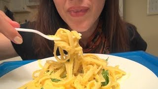 SassEsnacks ASMR Pumpkin Fettuccini Alfredo Pasta  Pumpkin Churros  Making amp Eating Sounds [upl. by Raynah]