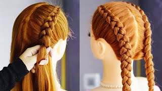 Cute Two Braids Hairstyle For School [upl. by Milburr]