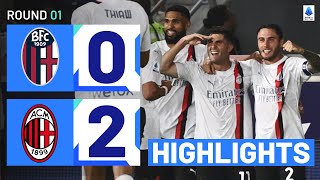 BolognaMilan 02  Pulisic scores on debut Goals amp Highlights  Serie A 202324 [upl. by Brittnee]