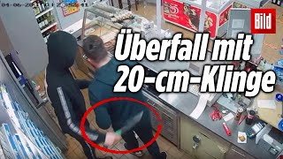 Dreister Überfall Gangster raubt mit MegaMesser Tankstelle aus  NRW [upl. by Assiram596]