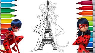 Miraculous Ladybug and Cat Noir Coloring Pages  Draw Marinette Ladybug [upl. by Siusan]