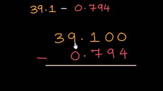 Subtracting decimals 391  0794 Hindi  Class 6 India  Khan Academy [upl. by Tiphane]