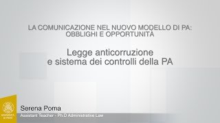 Poma  01  Legge anticorruzione e sistema dei controlli della PA [upl. by Ardnic]