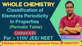 Classification of Elements amp Periodicity in Properties Periodic Table  Dr A K SINGH  PATNA [upl. by Hayden84]