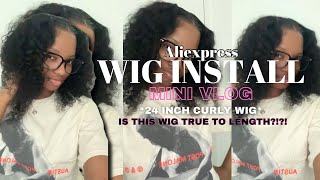 Vlogember 5 Aliexpress 24 Inch Curly Wig Install  No Bald Cap Method  Hair Maintenance Vlog [upl. by Alleahcim]