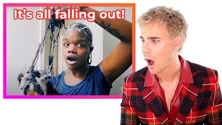 Hairdresser reacts to extreme DIY relaxer fails [upl. by Lynch]