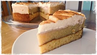 schwedische APFELTORTE mit saftigem MARZIPANBISKUIT  Apfelkuchen [upl. by Cousin]