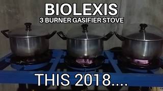 BIOLEXIS 3 Burner SemiIndustrial Biomass Gasifier Stove 2017 RICE HUSKS WOOD CORN COBS ETC [upl. by Rimat]