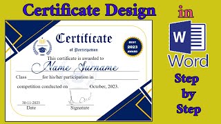 How To Make a Certificate Design in Microsoft Word  certificate kaise banaye  MS Word Certificate [upl. by Sotnas]