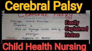 Notes of Cerebral Palsy in Child Health Nursing Pediatrics in Hindi Bsc Nursing [upl. by Babara357]