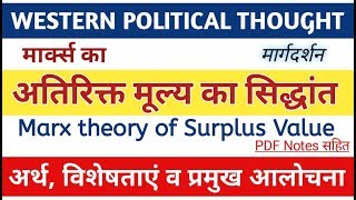 Theory of Surplus Value। मार्क्स का अतिरिक्त मूल्य का सिद्धांत। marx marxisttheory margdarshan [upl. by Atreb865]