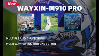 WAYXIN Motorcycle Helmet Headset M910 supporting intercom and audio work at the same time [upl. by Nahgem]