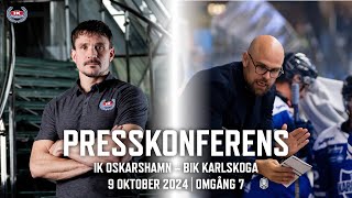 Presskonferens efter IK Oskarshamn – BIK Karlskoga 9 oktober 2024 [upl. by Atinahc]