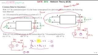 GATE 2012 ECE Linear Nonreciprocal Two port Network  Common Data Questions [upl. by Flodur]